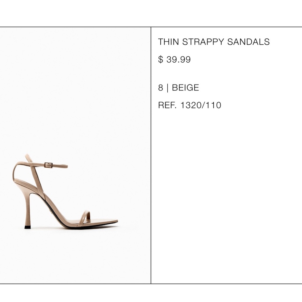 Zara Beige Thin Strappy Sandals